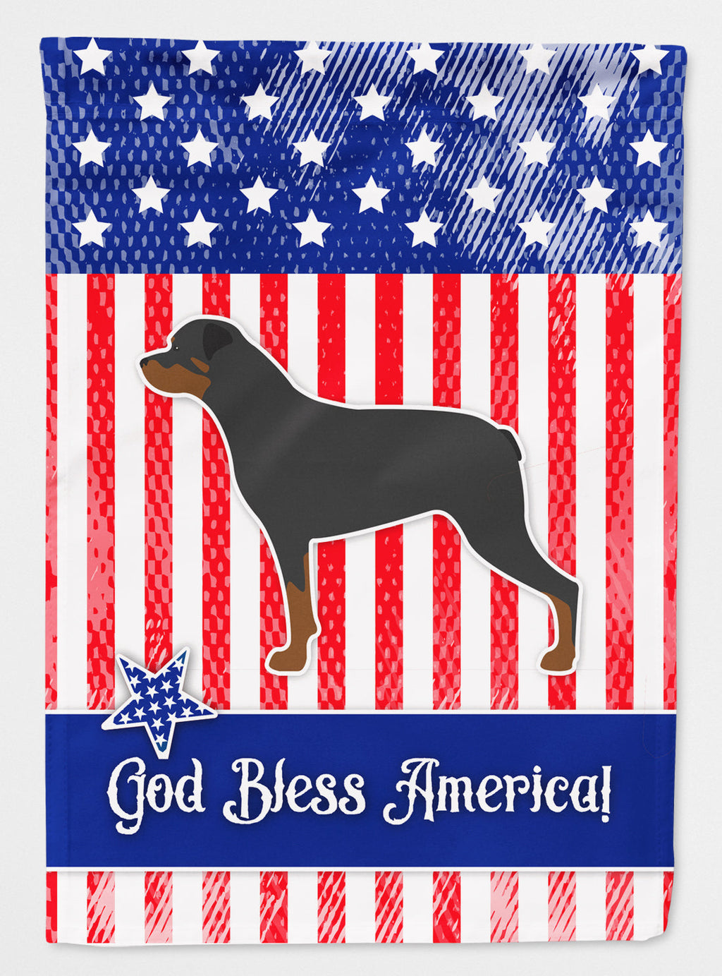 USA Patriotic Rottweiler House Flag 28x40 Porch Sleeve Pole Decorative Outside Yard Banner Artwork Wall Hanging, Polyester