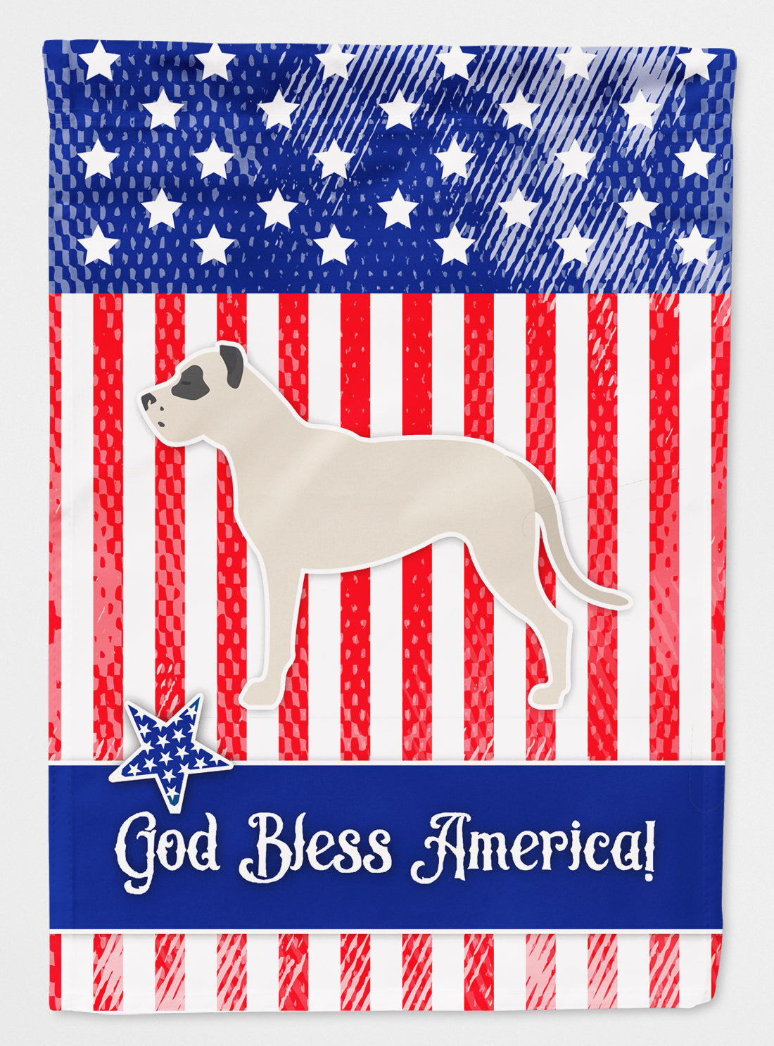 USA Patriotic Dogo Argentino House Flag 28x40 Porch Sleeve Pole Decorative Outside Yard Banner Artwork Wall Hanging, Polyester
