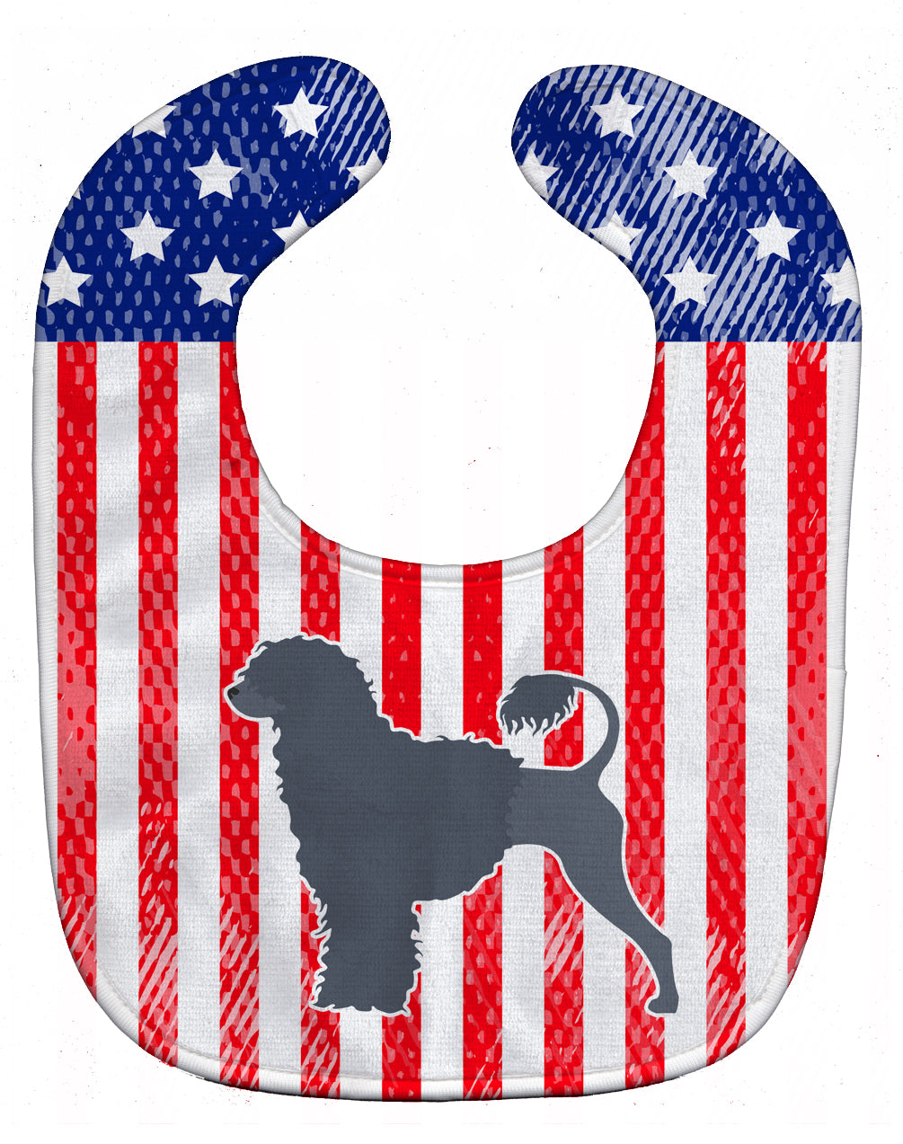 USA Patriotic Portuguese Water Dog Baby Bib Easy-Clean Baby Bib Baby Feeding Accessory Baby Mealtime Essential, 10 x 13, Multicolor