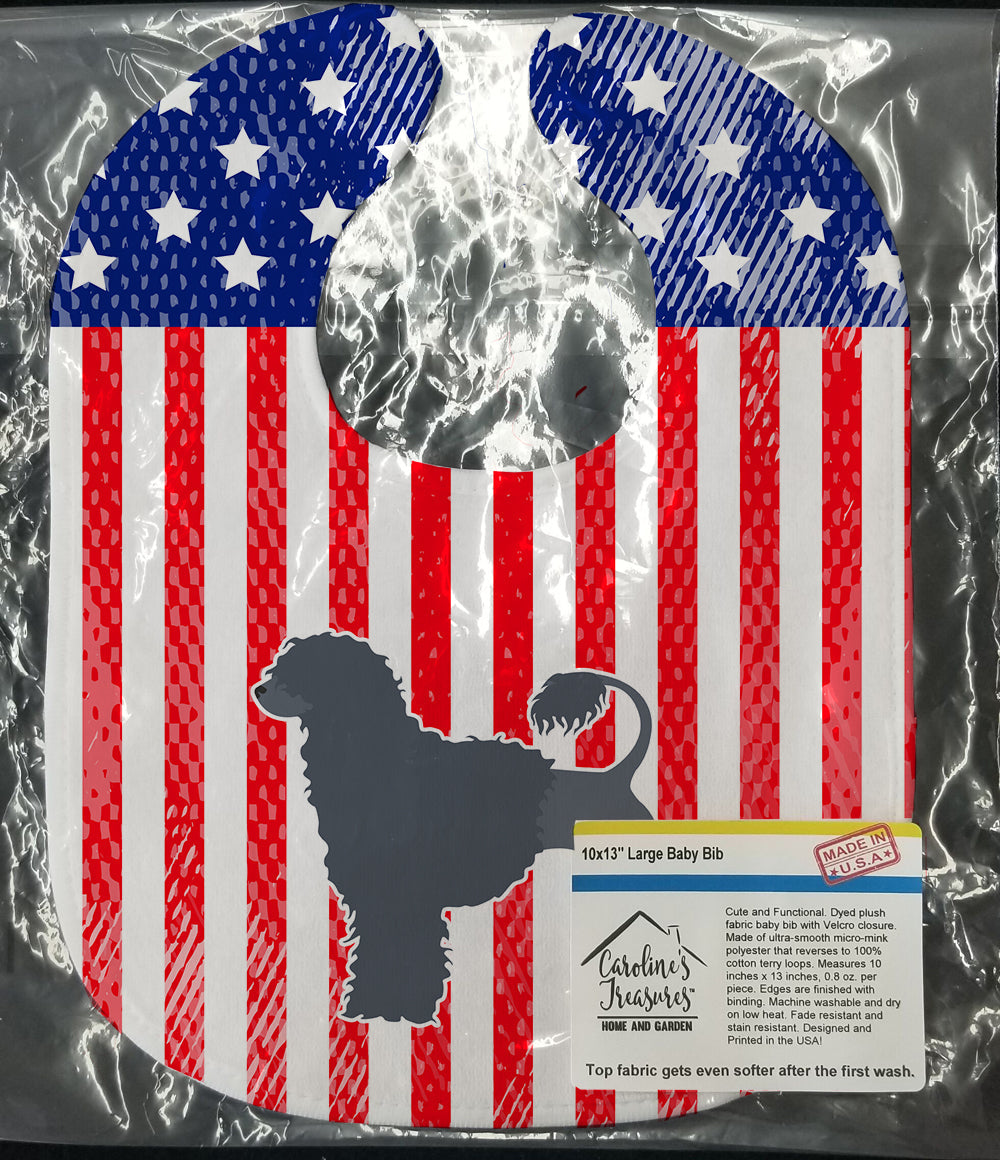 USA Patriotic Portuguese Water Dog Baby Bib Easy-Clean Baby Bib Baby Feeding Accessory Baby Mealtime Essential, 10 x 13, Multicolor