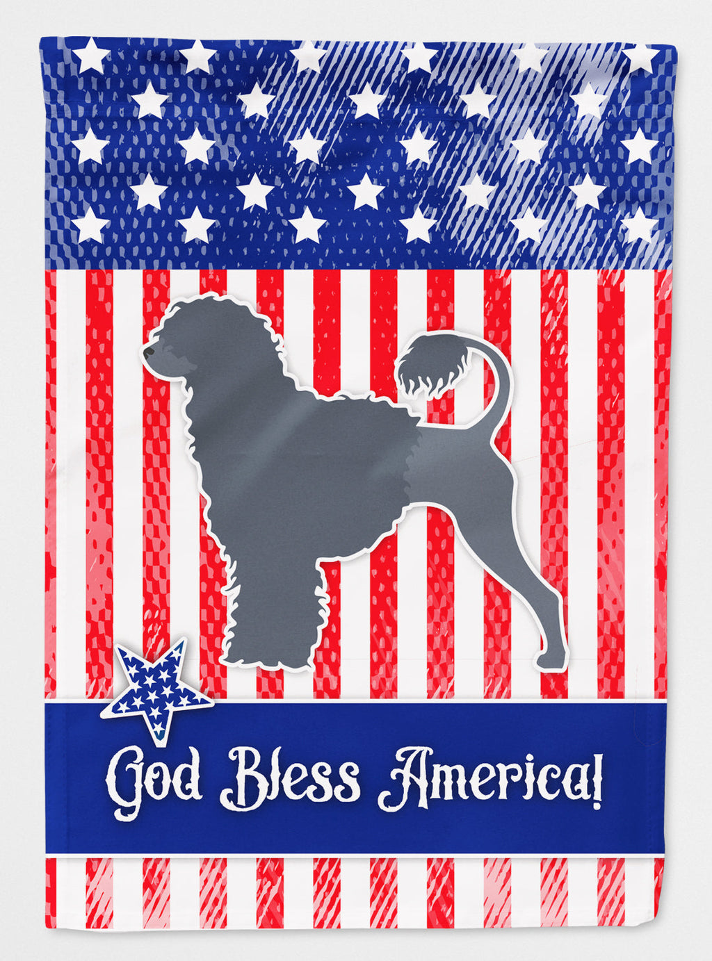 USA Patriotic Portuguese Water Dog House Flag 28x40 Porch Sleeve Pole Decorative Outside Yard Banner Artwork Wall Hanging, Polyester