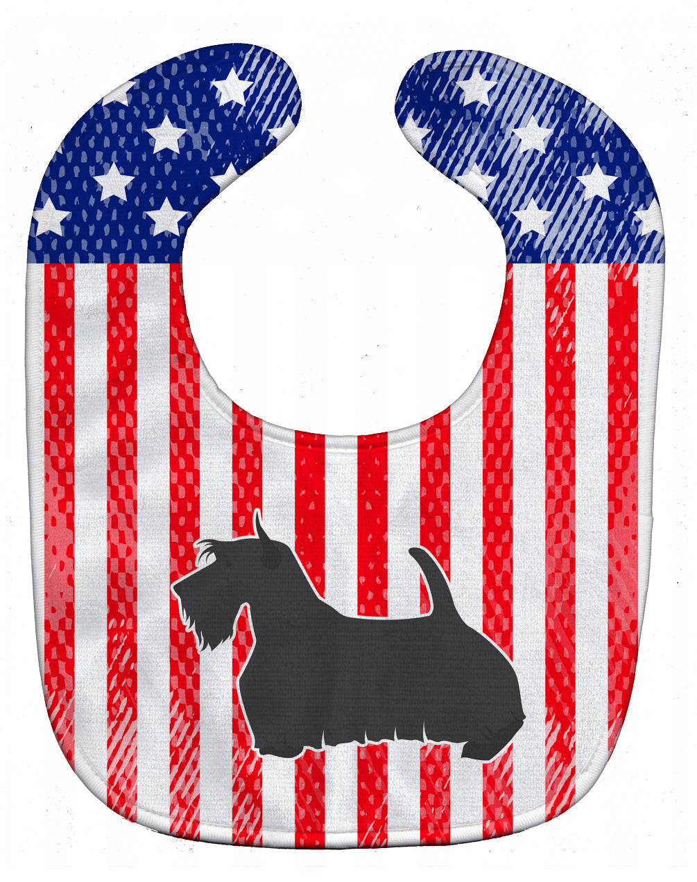 USA Patriotic Scottish Terrier Baby Bib Easy-Clean Baby Bib Baby Feeding Accessory Baby Mealtime Essential, 10 x 13, Multicolor