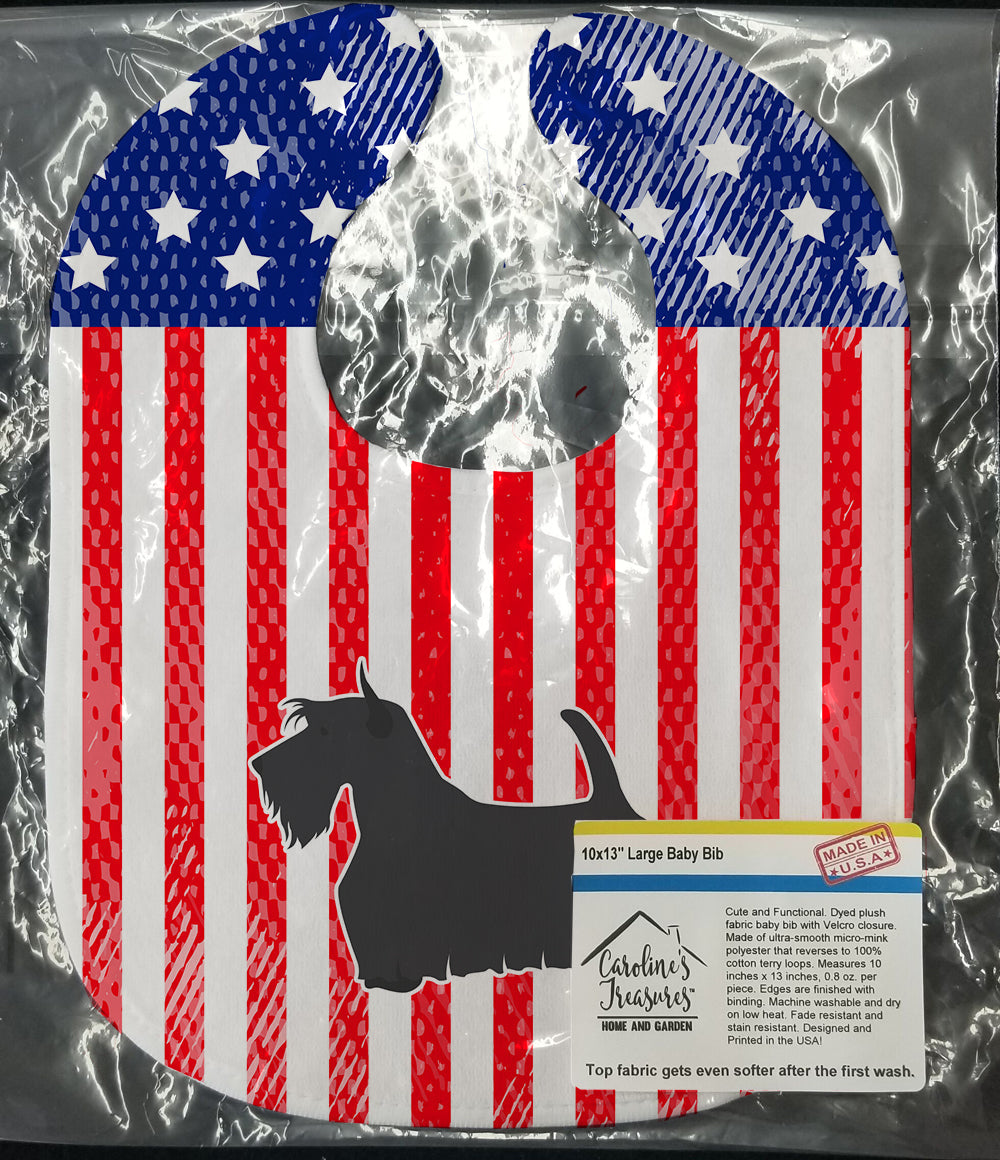 USA Patriotic Scottish Terrier Baby Bib Easy-Clean Baby Bib Baby Feeding Accessory Baby Mealtime Essential, 10 x 13, Multicolor