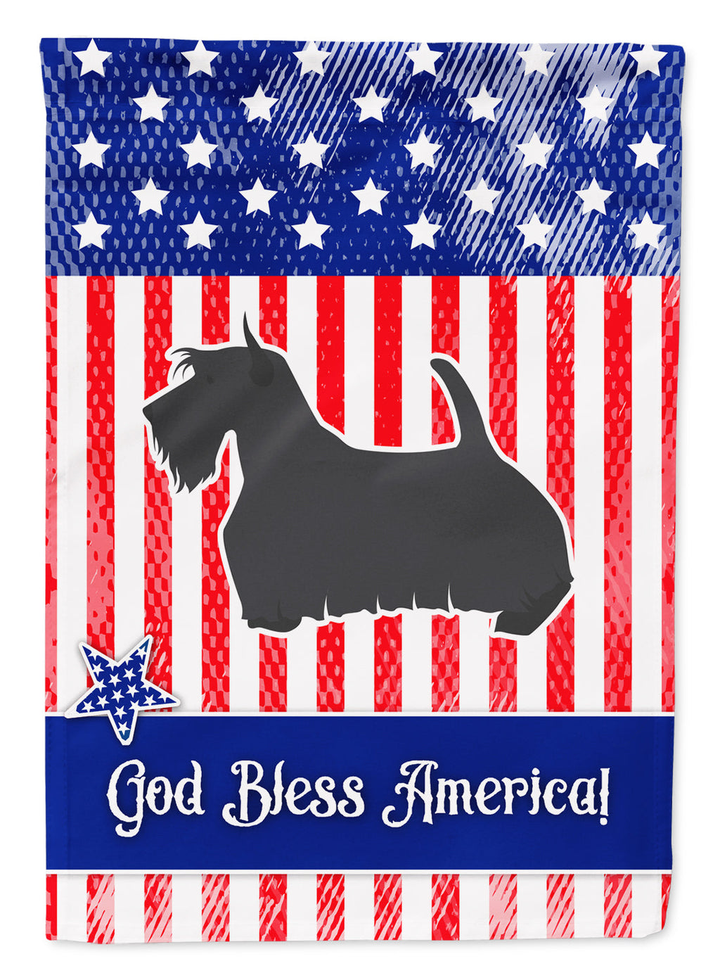USA Patriotic Scottish Terrier House Flag 28x40 Porch Sleeve Pole Decorative Outside Yard Banner Artwork Wall Hanging, Polyester