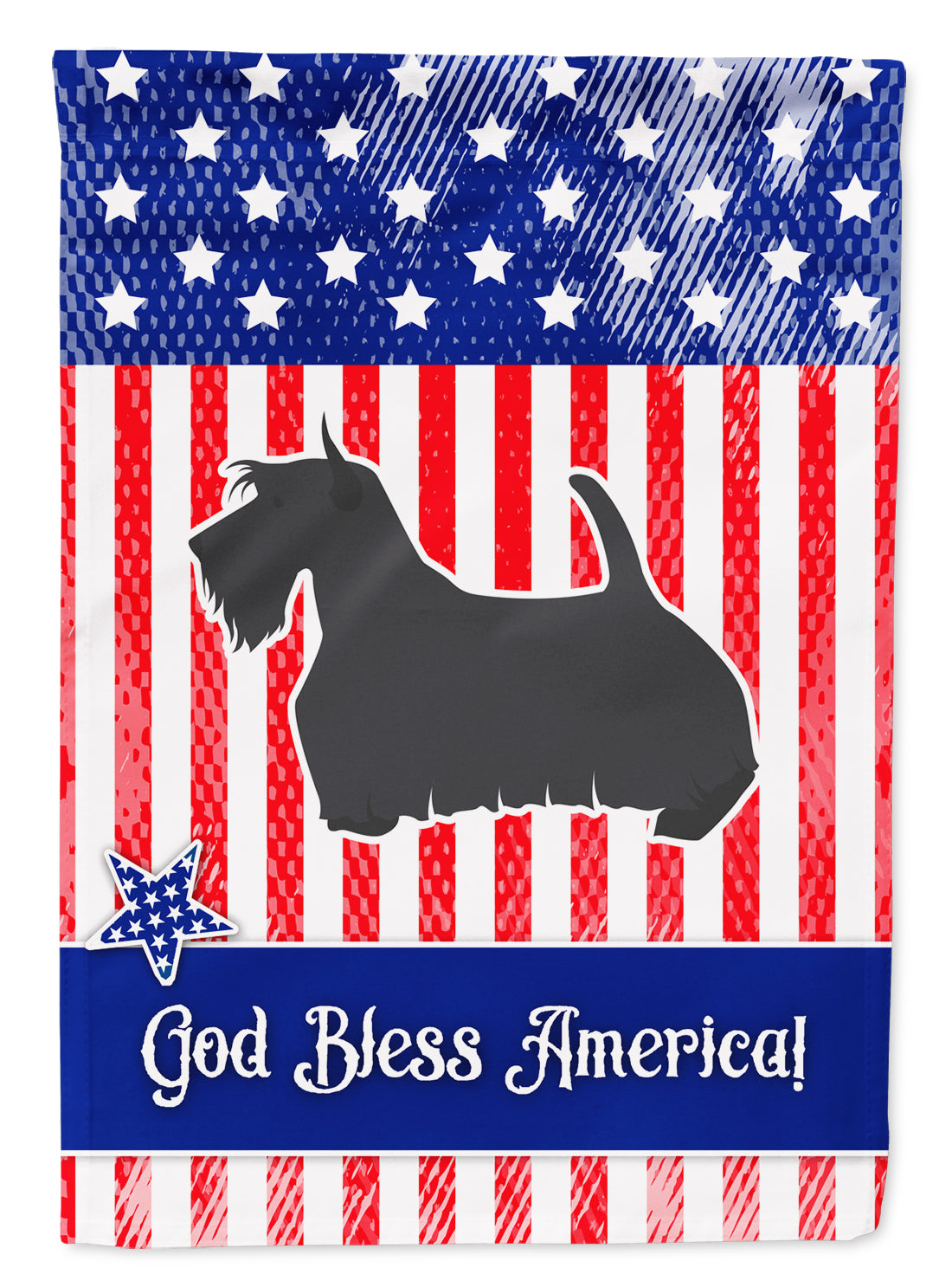 USA Patriotic Scottish Terrier House Flag 28x40 Porch Sleeve Pole Decorative Outside Yard Banner Artwork Wall Hanging, Polyester