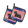 USA Patriotic Scottish Terrier Pot Holder Set of 2 Heat Resistant Quilted Hot Pads 7.5 x 7.5 Inch, Insulated Kitchen Trivets for Cooking & Baking