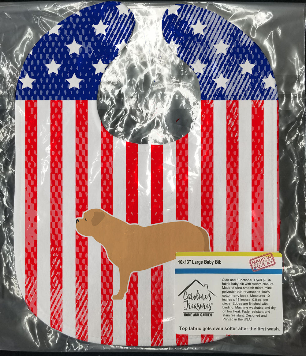 USA Patriotic Dogue de Bordeaux Baby Bib Easy-Clean Baby Bib Baby Feeding Accessory Baby Mealtime Essential, 10 x 13, Multicolor