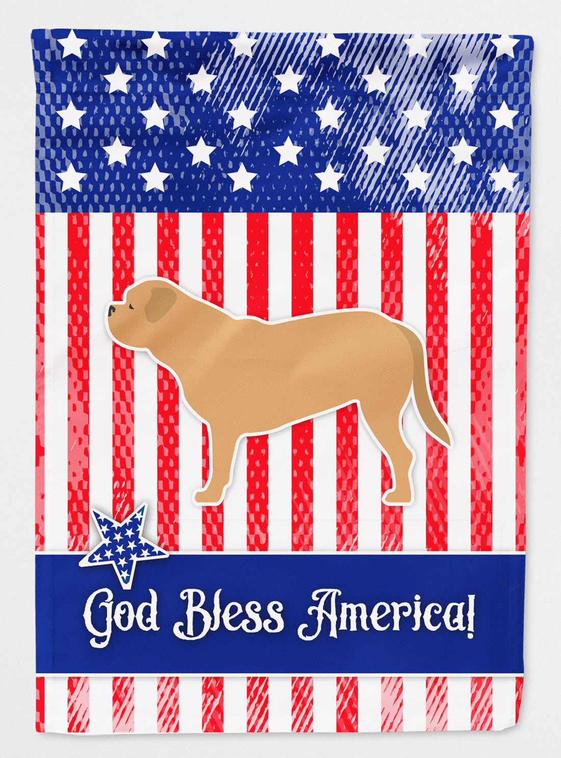 USA Patriotic Dogue de Bordeaux House Flag 28x40 Porch Sleeve Pole Decorative Outside Yard Banner Artwork Wall Hanging, Polyester