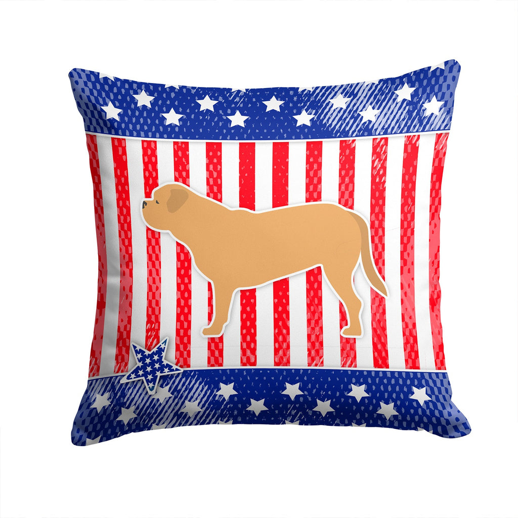 USA Patriotic Dogue de Bordeaux Decorative Throw Pillow 14x14 Indoor Outdoor Accent Cushion, Fabric Cover with Insert for Sofa, Bed, Porch & Living Room