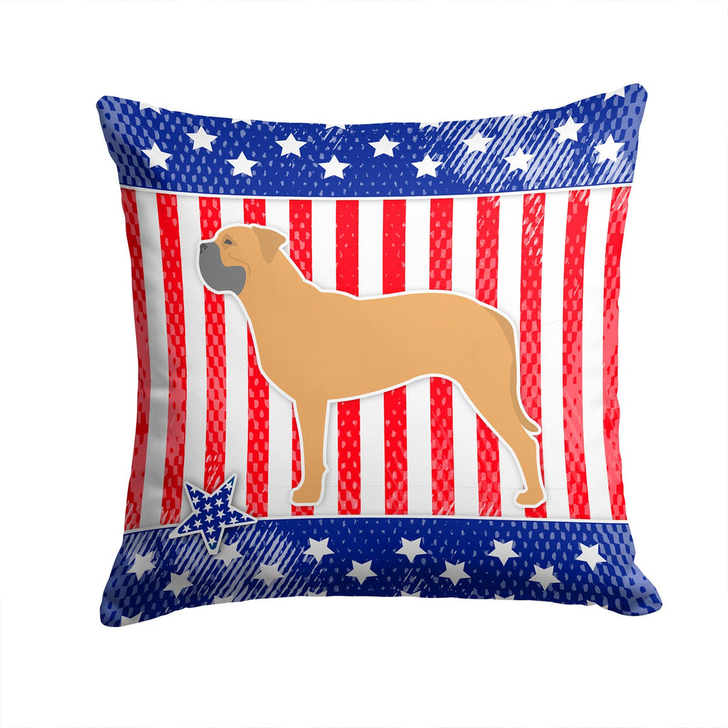 USA Patriotic Bullmastiff Decorative Throw Pillow 14x14 Indoor Outdoor Accent Cushion, Fabric Cover with Insert for Sofa, Bed, Porch & Living Room