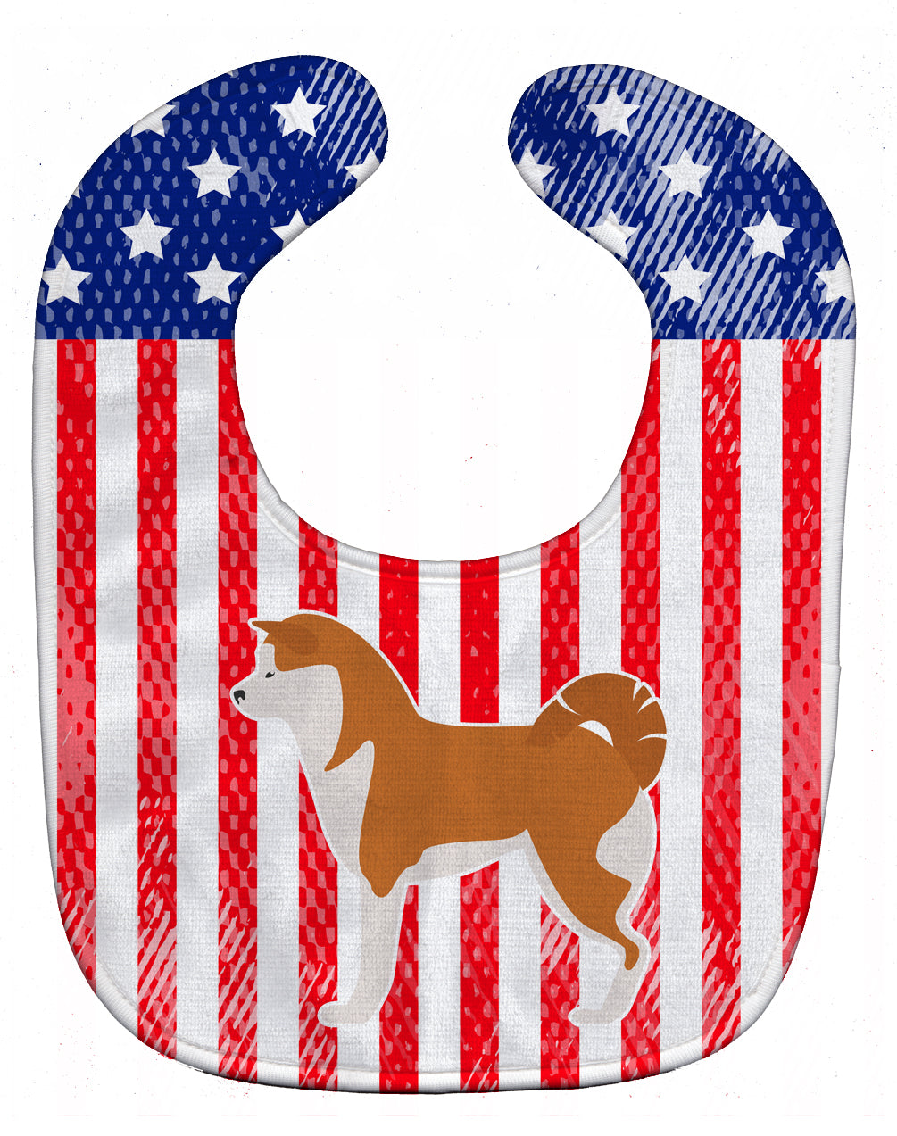 USA Patriotic Akita Baby Bib Easy-Clean Baby Bib Baby Feeding Accessory Baby Mealtime Essential, 10 x 13, Multicolor