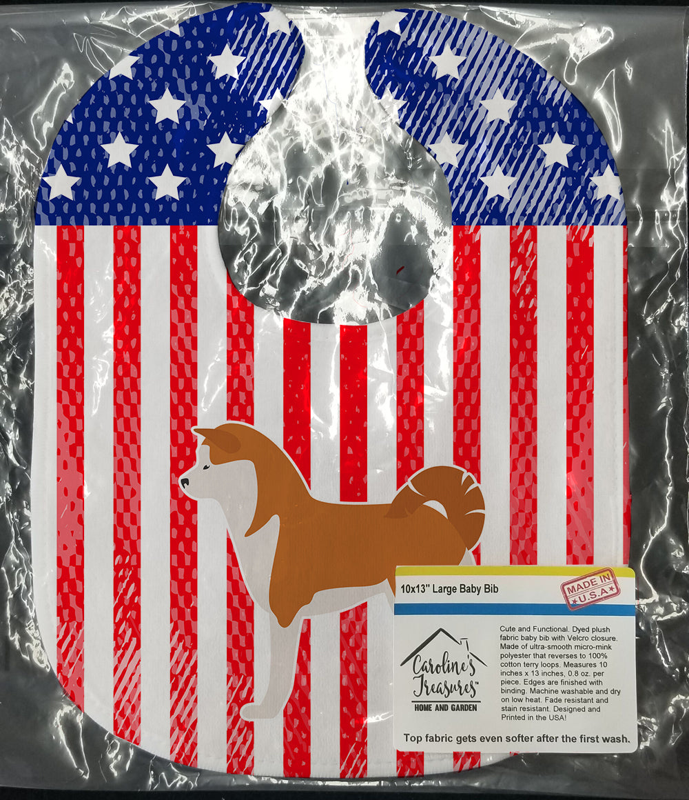 USA Patriotic Akita Baby Bib Easy-Clean Baby Bib Baby Feeding Accessory Baby Mealtime Essential, 10 x 13, Multicolor