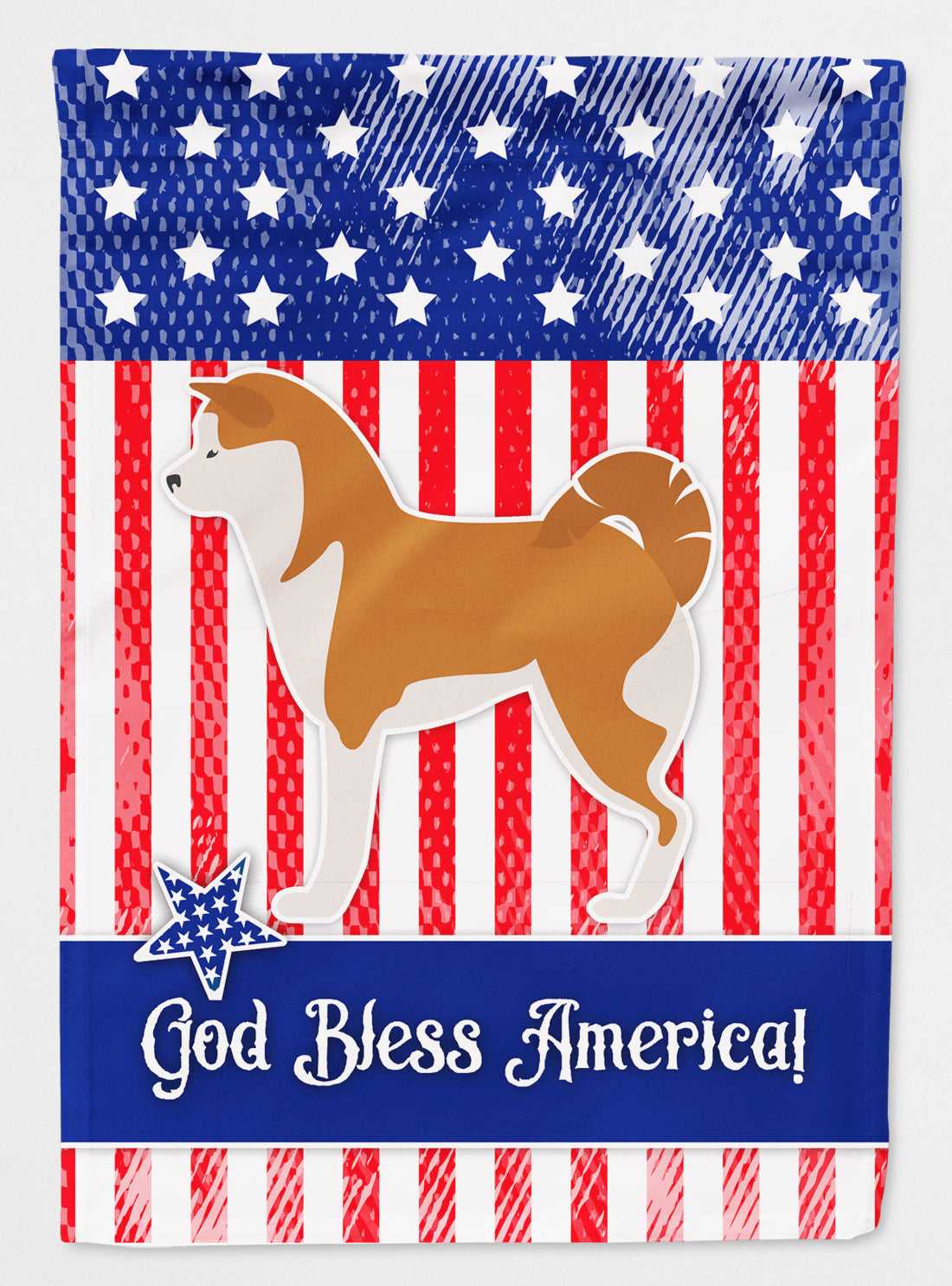 USA Patriotic Akita House Flag 28x40 Porch Sleeve Pole Decorative Outside Yard Banner Artwork Wall Hanging, Polyester