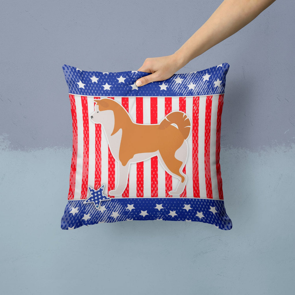 USA Patriotic Akita Decorative Throw Pillow 14x14 Indoor Outdoor Accent Cushion, Fabric Cover with Insert for Sofa, Bed, Porch & Living Room