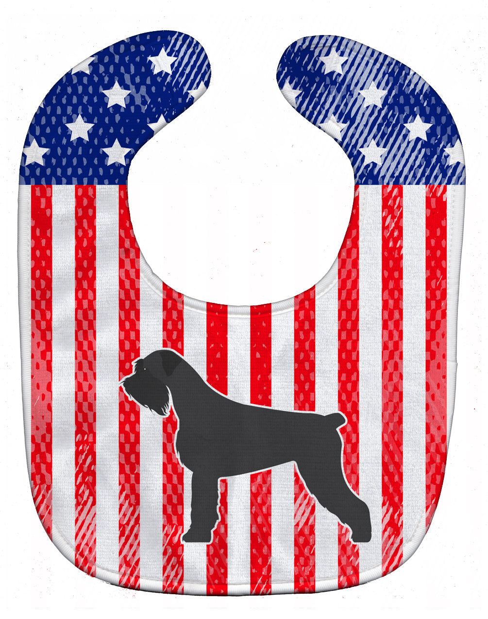 USA Patriotic Giant Schnauzer Baby Bib Easy-Clean Baby Bib Baby Feeding Accessory Baby Mealtime Essential, 10 x 13, Multicolor
