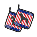 USA Patriotic Giant Schnauzer Pot Holder Set of 2 Heat Resistant Quilted Hot Pads 7.5 x 7.5 Inch, Insulated Kitchen Trivets for Cooking & Baking