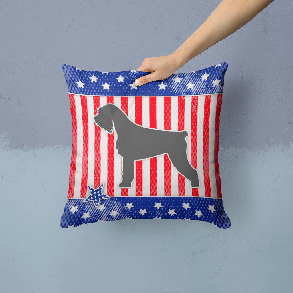 USA Patriotic Giant Schnauzer Decorative Throw Pillow 14x14 Indoor Outdoor Accent Cushion, Fabric Cover with Insert for Sofa, Bed, Porch & Living Room