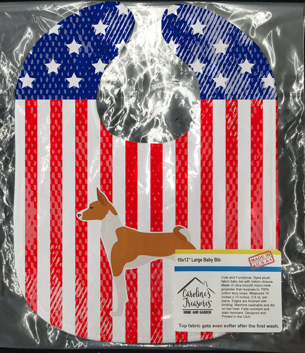 USA Patriotic Basenji Baby Bib Easy-Clean Baby Bib Baby Feeding Accessory Baby Mealtime Essential, 10 x 13, Multicolor