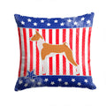 USA Patriotic Basenji Decorative Throw Pillow 14x14 Indoor Outdoor Accent Cushion, Fabric Cover with Insert for Sofa, Bed, Porch & Living Room