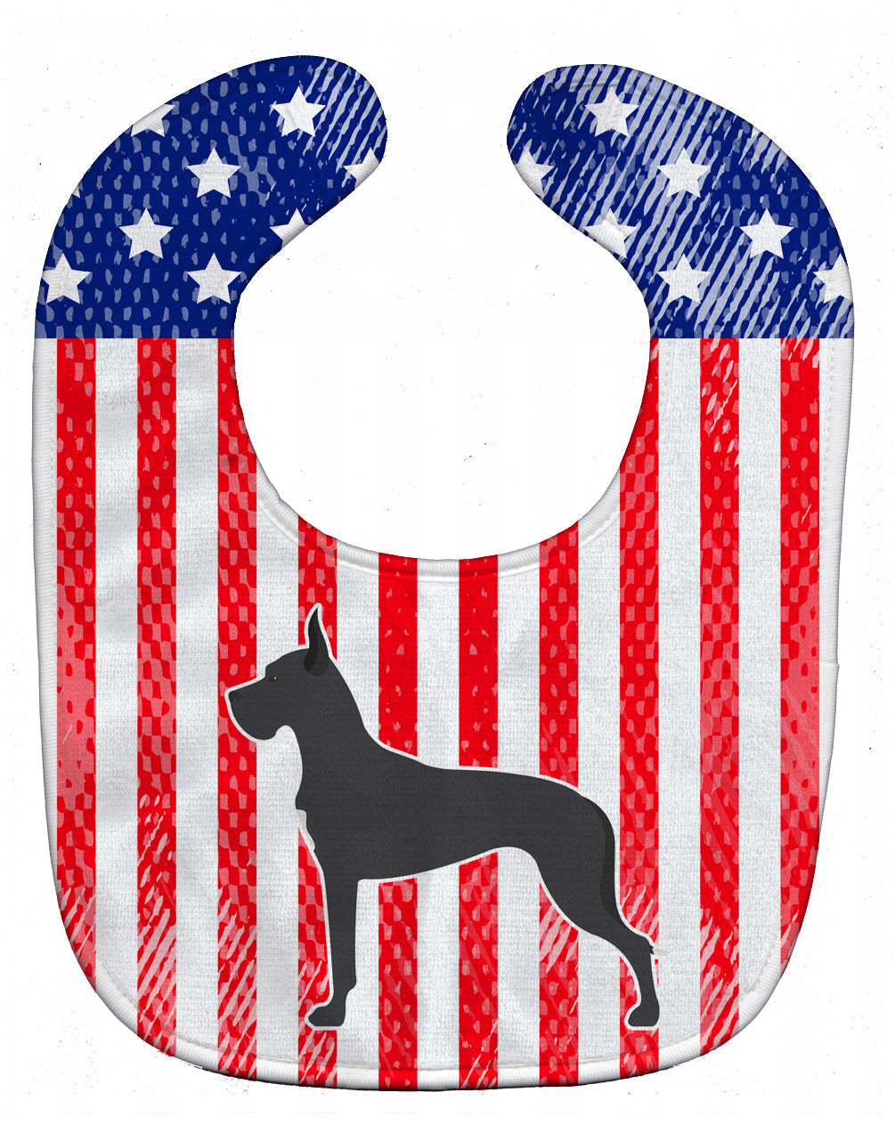 USA Patriotic Great Dane Baby Bib Easy-Clean Baby Bib Baby Feeding Accessory Baby Mealtime Essential, 10 x 13, Multicolor