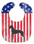 USA Patriotic Great Dane Baby Bib Easy-Clean Baby Bib Baby Feeding Accessory Baby Mealtime Essential, 10 x 13, Multicolor