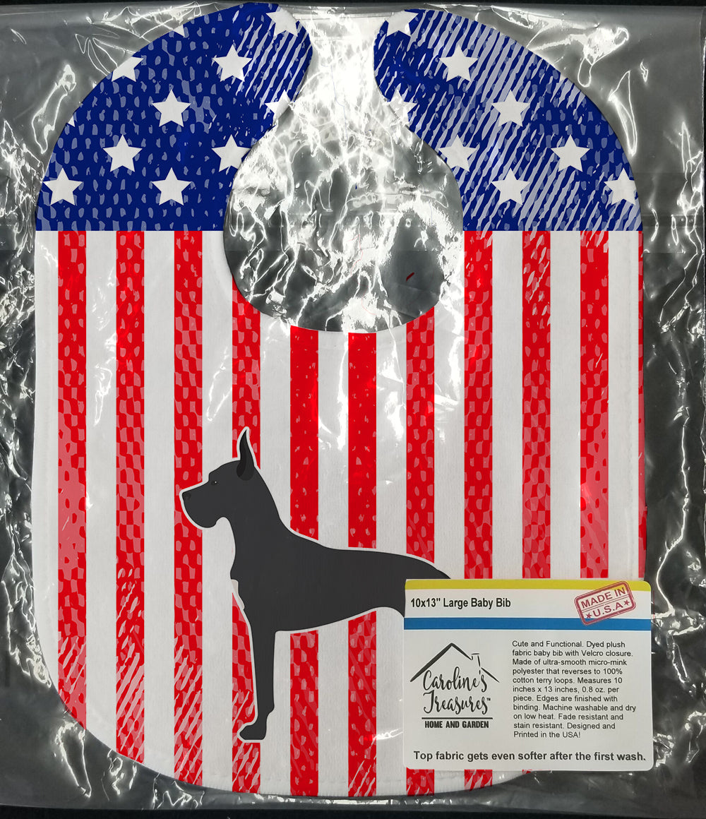 USA Patriotic Great Dane Baby Bib Easy-Clean Baby Bib Baby Feeding Accessory Baby Mealtime Essential, 10 x 13, Multicolor