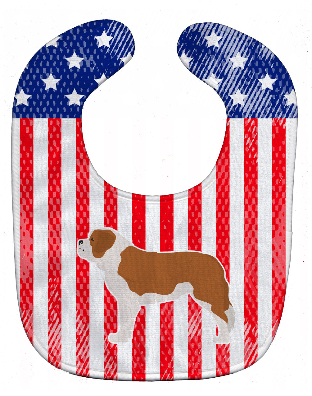 USA Patriotic Saint Bernard Baby Bib Easy-Clean Baby Bib Baby Feeding Accessory Baby Mealtime Essential, 10 x 13, Multicolor