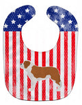 USA Patriotic Saint Bernard Baby Bib Easy-Clean Baby Bib Baby Feeding Accessory Baby Mealtime Essential, 10 x 13, Multicolor