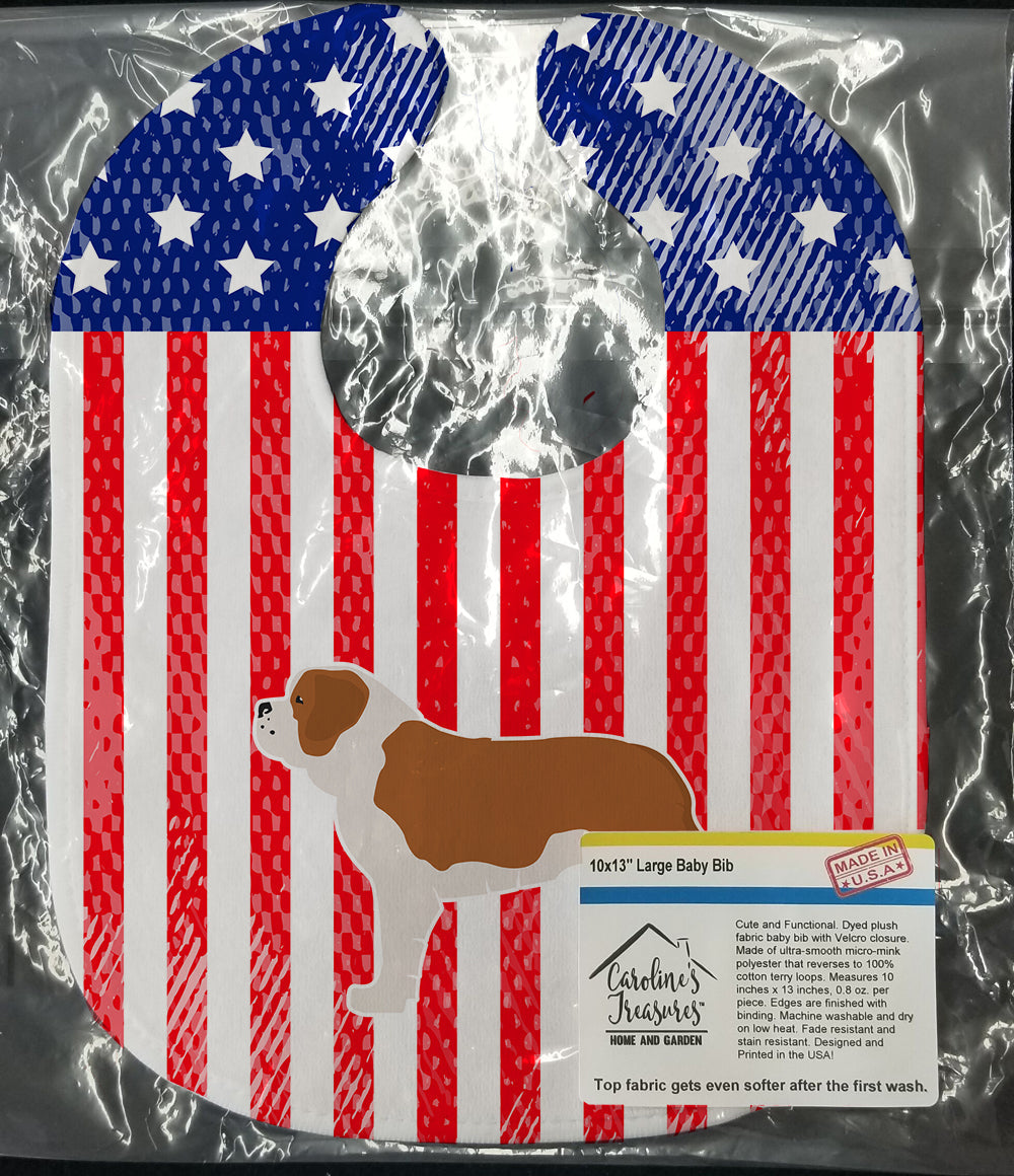USA Patriotic Saint Bernard Baby Bib Easy-Clean Baby Bib Baby Feeding Accessory Baby Mealtime Essential, 10 x 13, Multicolor