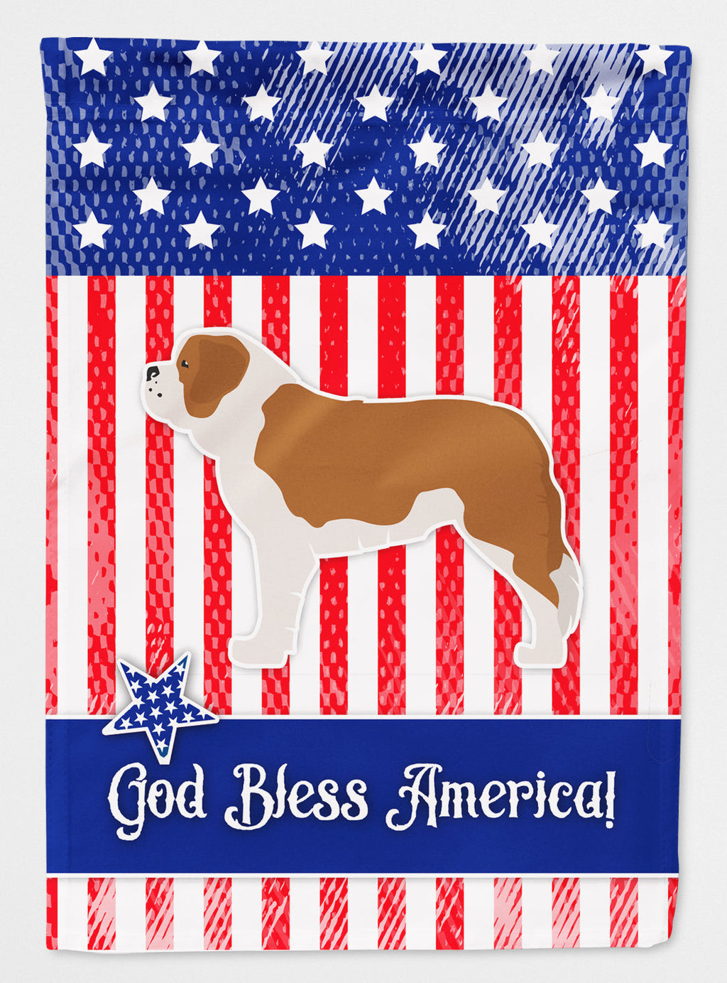 USA Patriotic Saint Bernard House Flag 28x40 Porch Sleeve Pole Decorative Outside Yard Banner Artwork Wall Hanging, Polyester