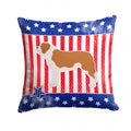 USA Patriotic Saint Bernard Decorative Throw Pillow 14x14 Indoor Outdoor Accent Cushion, Fabric Cover with Insert for Sofa, Bed, Porch & Living Room