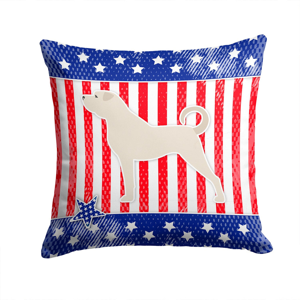 USA Patriotic Anatolian Shepherd Decorative Throw Pillow 14x14 Indoor Outdoor Accent Cushion, Fabric Cover with Insert for Sofa, Bed, Porch & Living Room