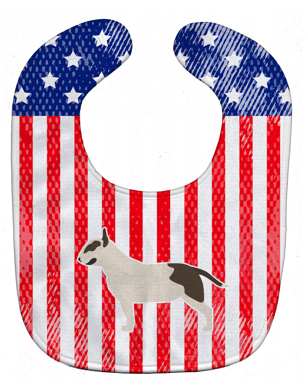 USA Patriotic Bull Terrier Baby Bib Easy-Clean Baby Bib Baby Feeding Accessory Baby Mealtime Essential, 10 x 13, Multicolor