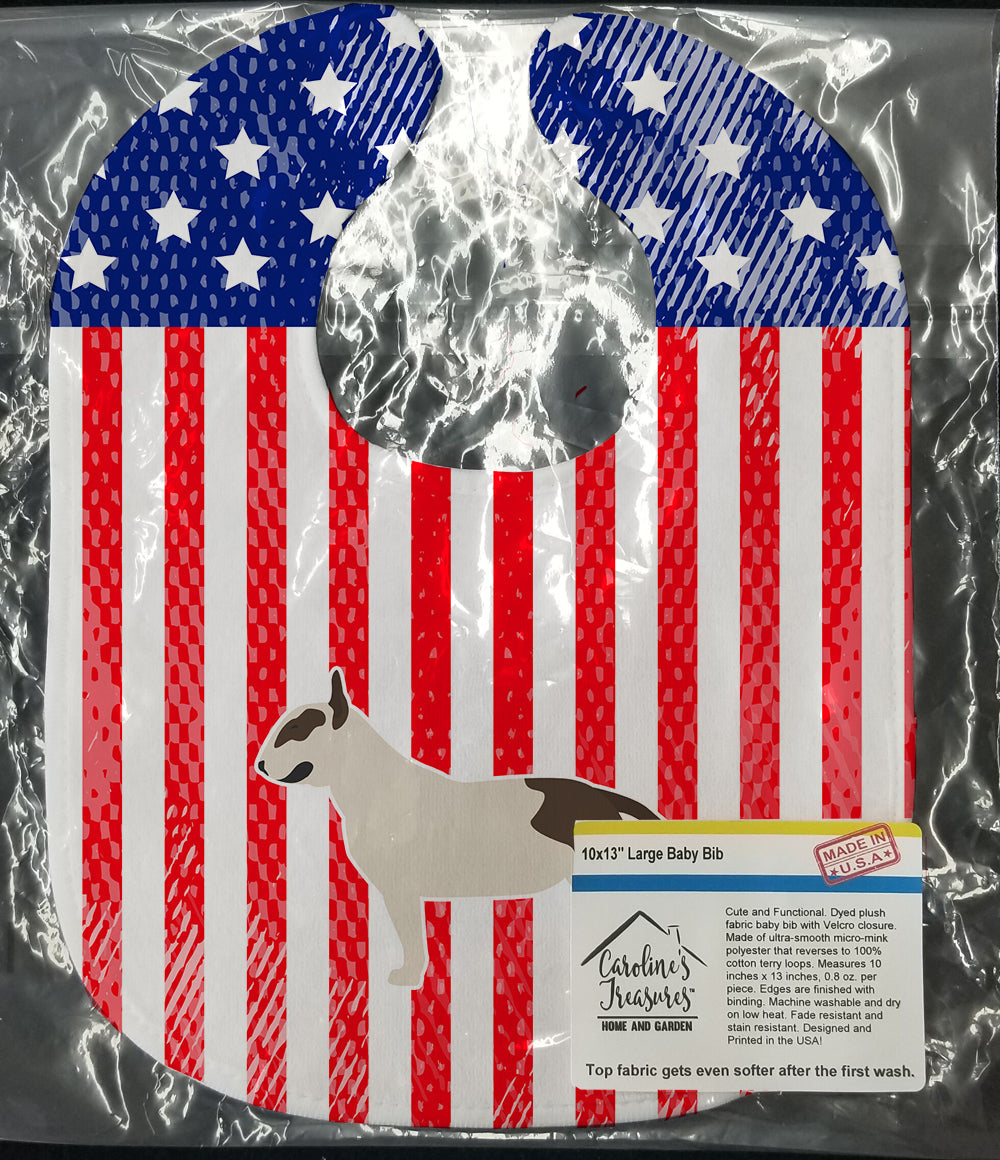 USA Patriotic Bull Terrier Baby Bib Easy-Clean Baby Bib Baby Feeding Accessory Baby Mealtime Essential, 10 x 13, Multicolor
