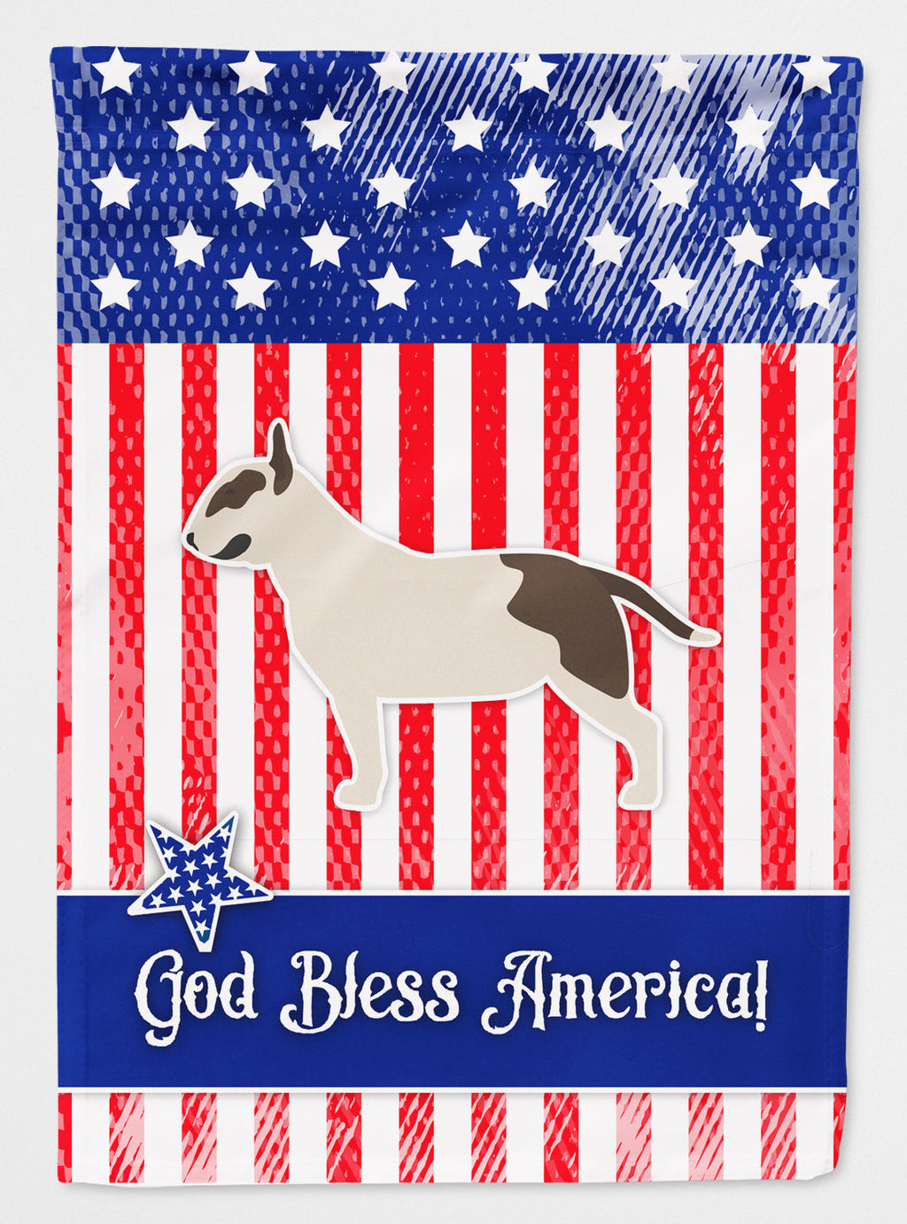 USA Patriotic Bull Terrier House Flag 28x40 Porch Sleeve Pole Decorative Outside Yard Banner Artwork Wall Hanging, Polyester