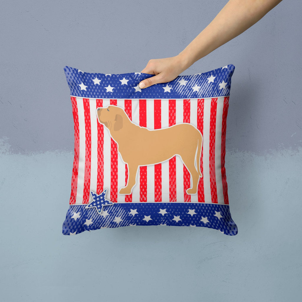 USA Patriotic Fila Brasileiro Decorative Throw Pillow 14x14 Indoor Outdoor Accent Cushion, Fabric Cover with Insert for Sofa, Bed, Porch & Living Room