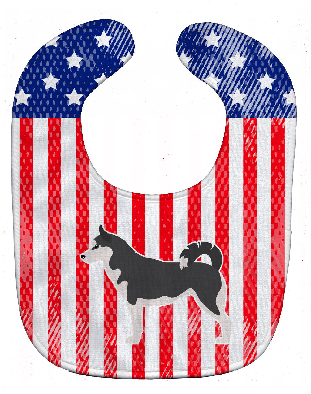 USA Patriotic Siberian Husky Baby Bib Easy-Clean Baby Bib Baby Feeding Accessory Baby Mealtime Essential, 10 x 13, Multicolor