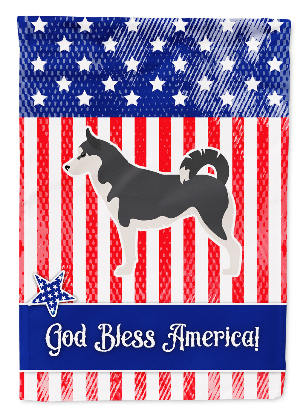 USA Patriotic Siberian Husky House Flag 28x40 Porch Sleeve Pole Decorative Outside Yard Banner Artwork Wall Hanging, Polyester