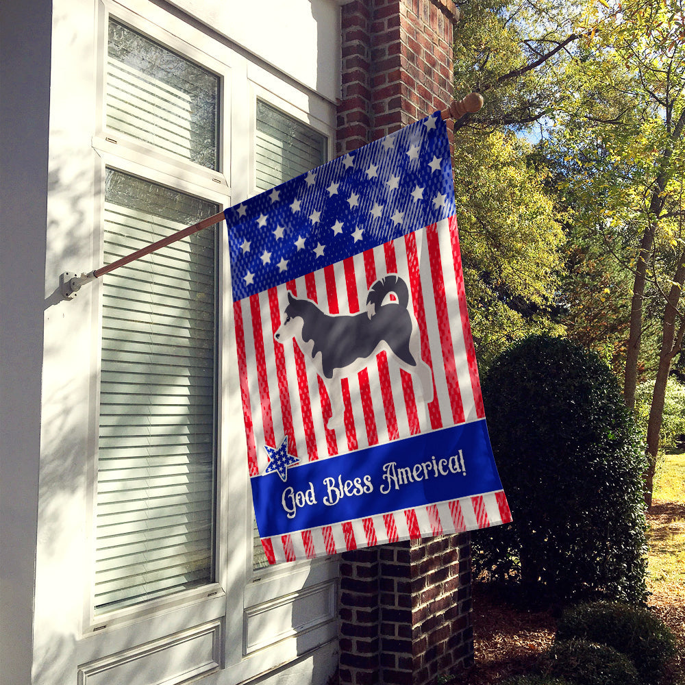 USA Patriotic Siberian Husky House Flag 28x40 Porch Sleeve Pole Decorative Outside Yard Banner Artwork Wall Hanging, Polyester