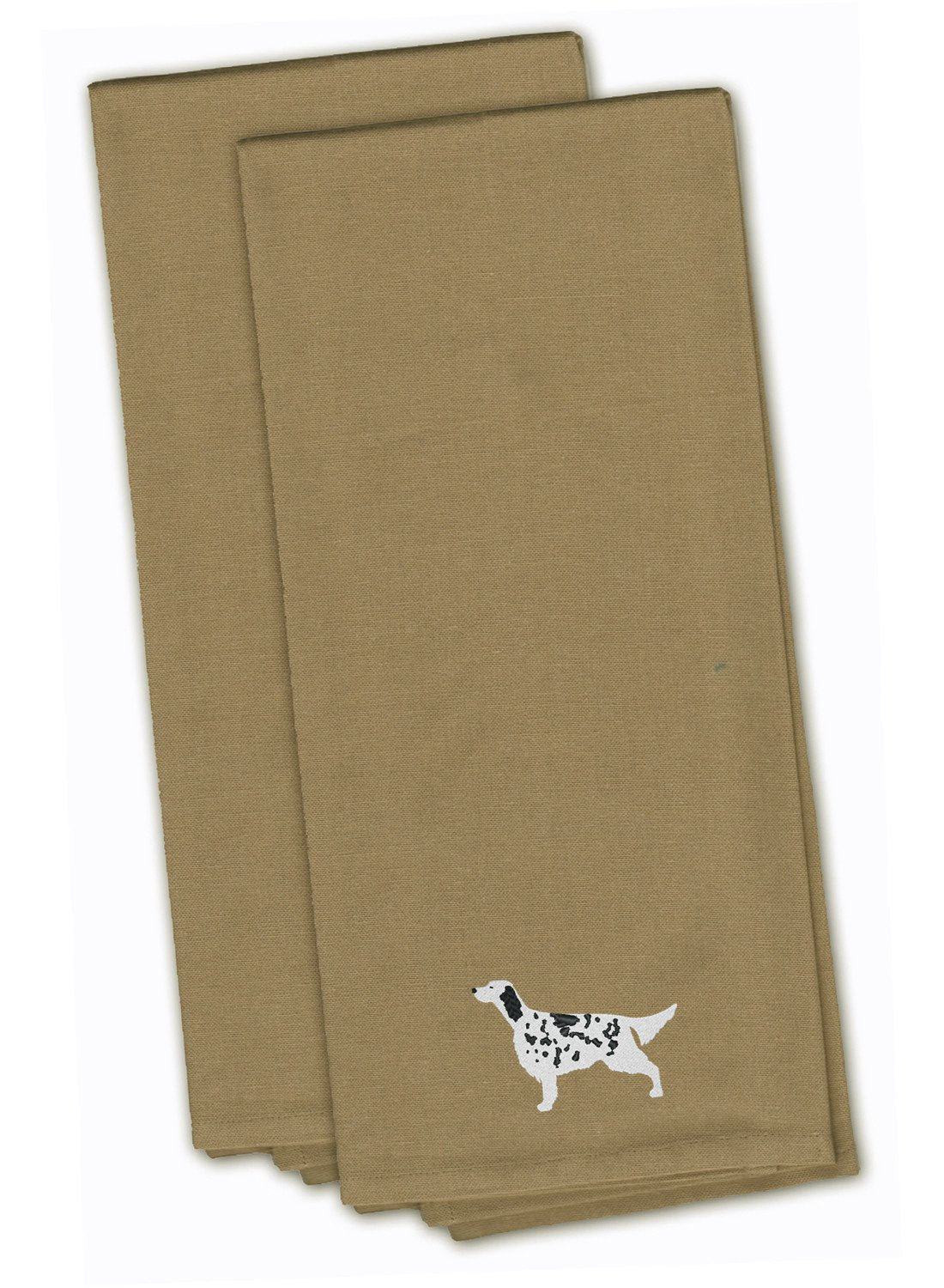 English Setter Tan Embroidered Towel Set of 2 Decorative Bathroom Guest Hand Towel for Hand, Face, Tea, Dishcloth, 19 X 25, Tan