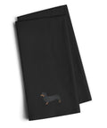 Dachshund Black Embroidered Towel Set of 2 Decorative Bathroom Guest Hand Towel for Hand, Face, Tea, Dishcloth, 19 X 25, Black