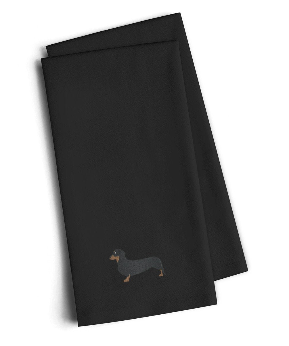 Dachshund Black Embroidered Towel Set of 2 Decorative Bathroom Guest Hand Towel for Hand, Face, Tea, Dishcloth, 19 X 25, Black