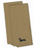 Dachshund Tan Embroidered Towel Set of 2 Decorative Bathroom Guest Hand Towel for Hand, Face, Tea, Dishcloth, 19 X 25, Tan
