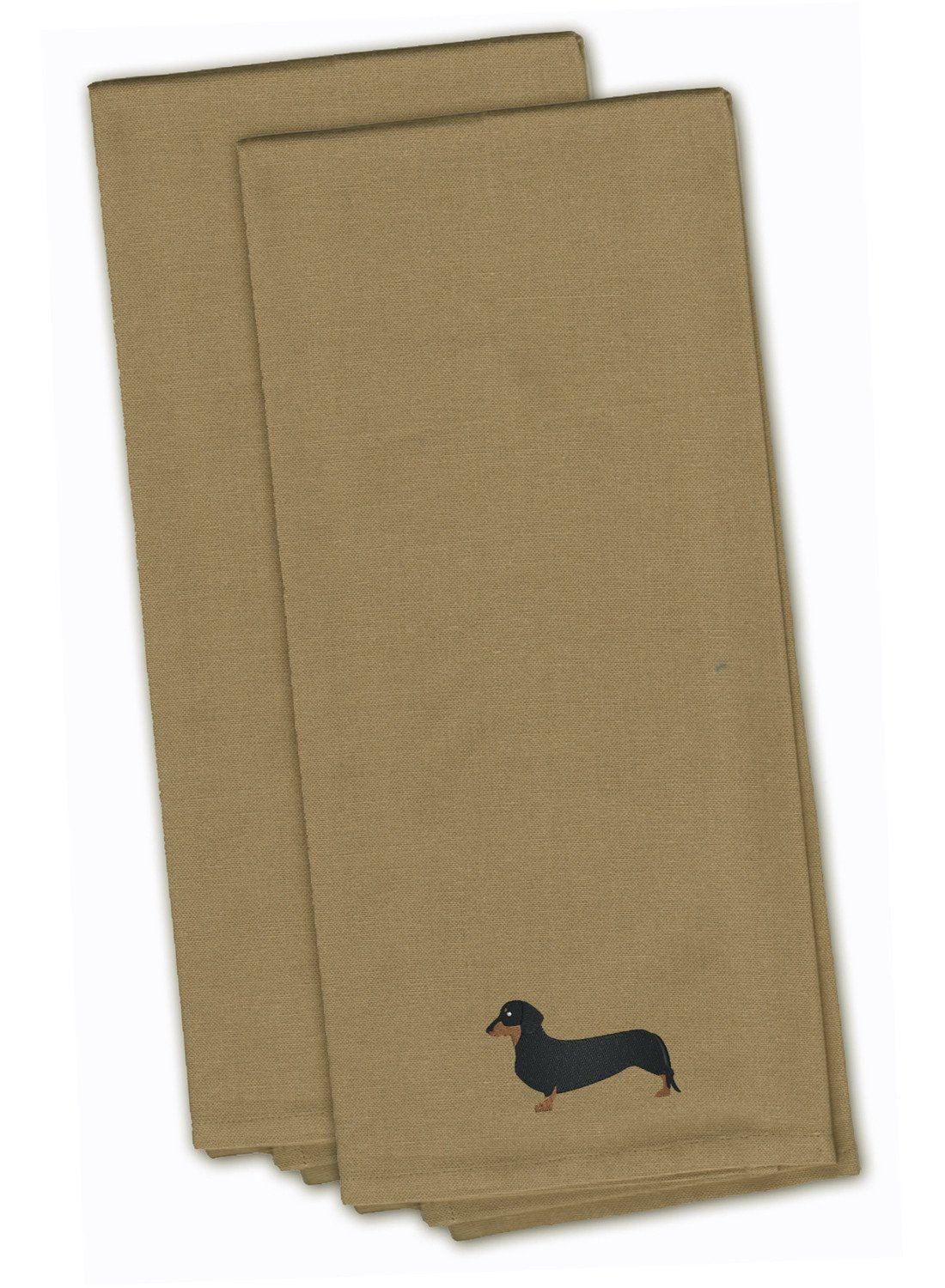 Dachshund Tan Embroidered Towel Set of 2 Decorative Bathroom Guest Hand Towel for Hand, Face, Tea, Dishcloth, 19 X 25, Tan
