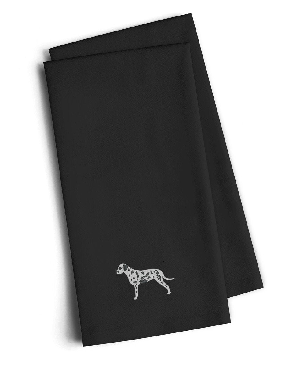 Dalmatian Black Embroidered Towel Set of 2 Decorative Bathroom Guest Hand Towel for Hand, Face, Tea, Dishcloth, 19 X 25, Black