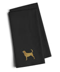Bloodhound Black Embroidered Towel Set of 2 Decorative Bathroom Guest Hand Towel for Hand, Face, Tea, Dishcloth, 19 X 25, Black