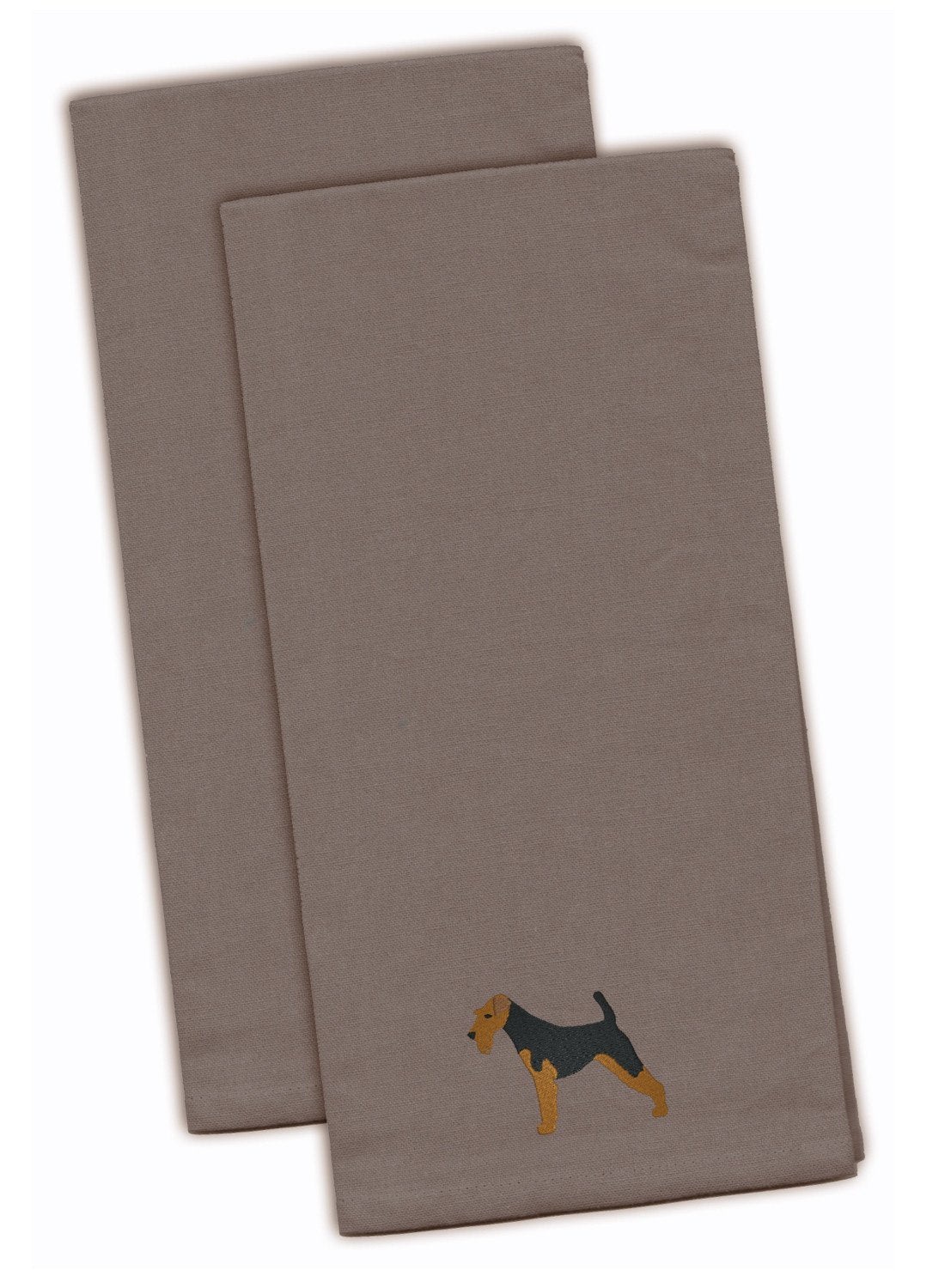 Welsh Terrier Gray Embroidered Towel Set of 2