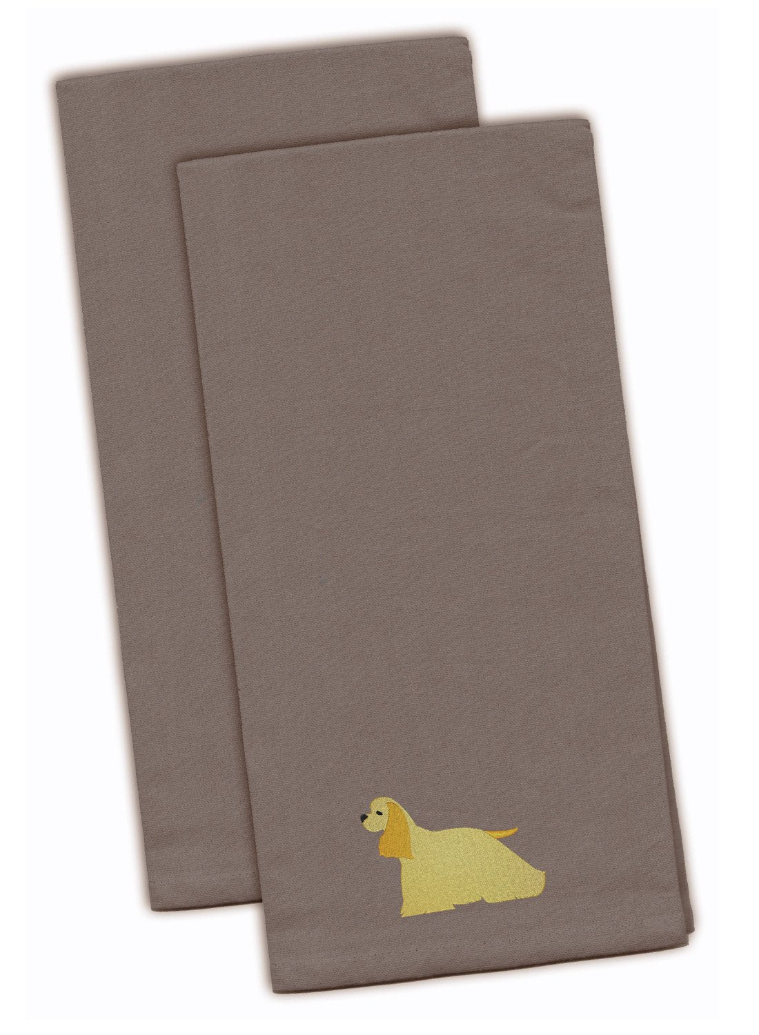 Cocker Spaniel Gray Embroidered Towel Set of 2