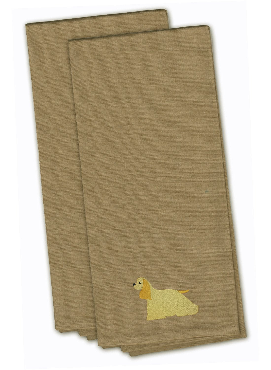 Cocker Spaniel Tan Embroidered Towel Set of 2 Decorative Bathroom Guest Hand Towel for Hand, Face, Tea, Dishcloth, 19 X 25, Tan