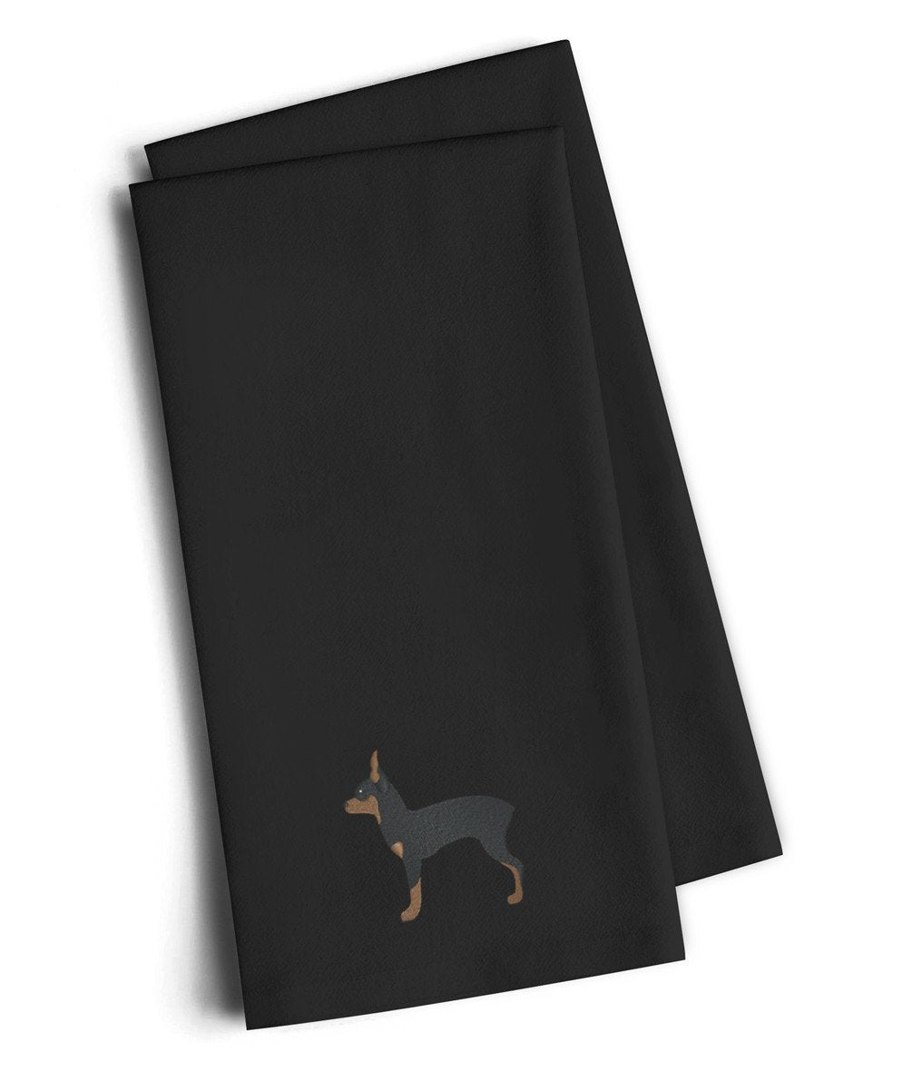 Toy Fox Terrier Black Embroidered Towel Set of 2 Decorative Bathroom Guest Hand Towel for Hand, Face, Tea, Dishcloth, 19 X 25, Black